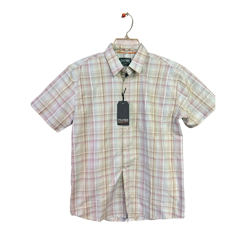 Filter Clothing Mens Button Down Plaid Shirt Sz M NWT